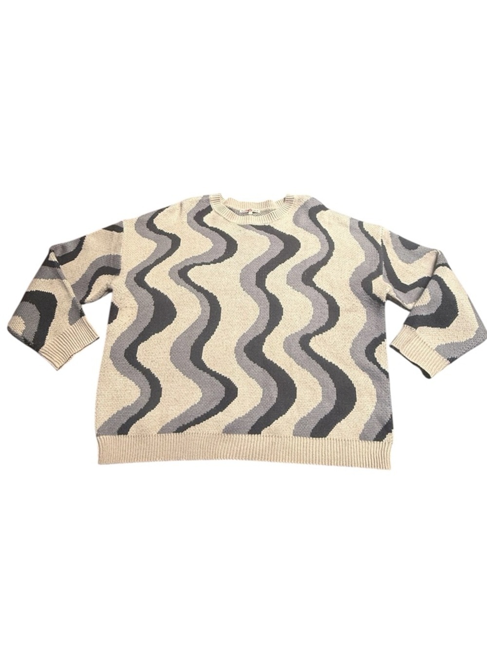 Bailey Rose Women’s Cream Wave Pattern Acrylic Sweater Size Small
